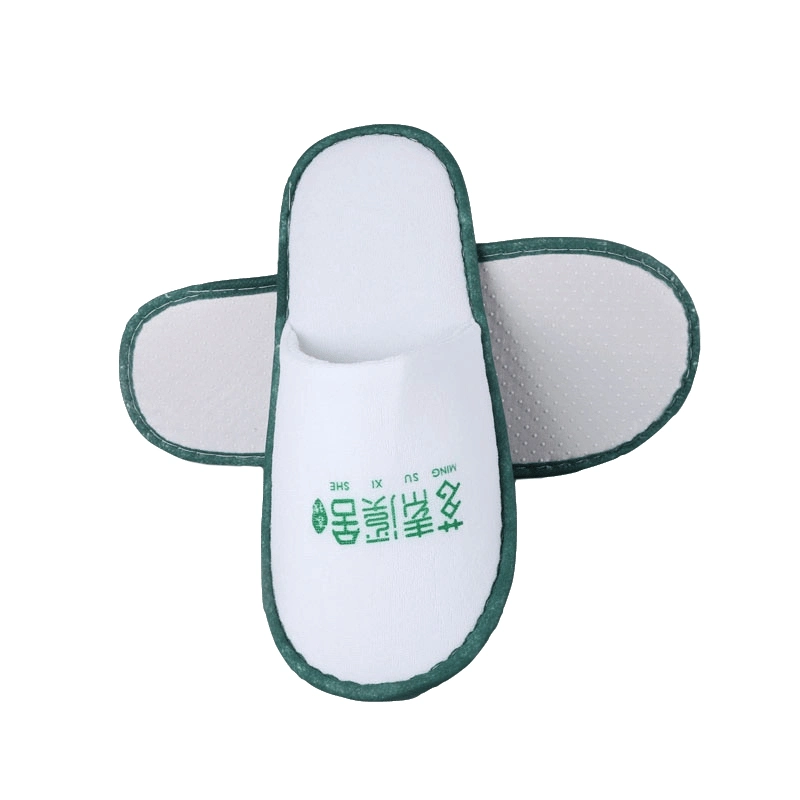 Customization Hotel Amenities SPA Guest Plush Closed Toe Disposable Hotel Slippers with Logo